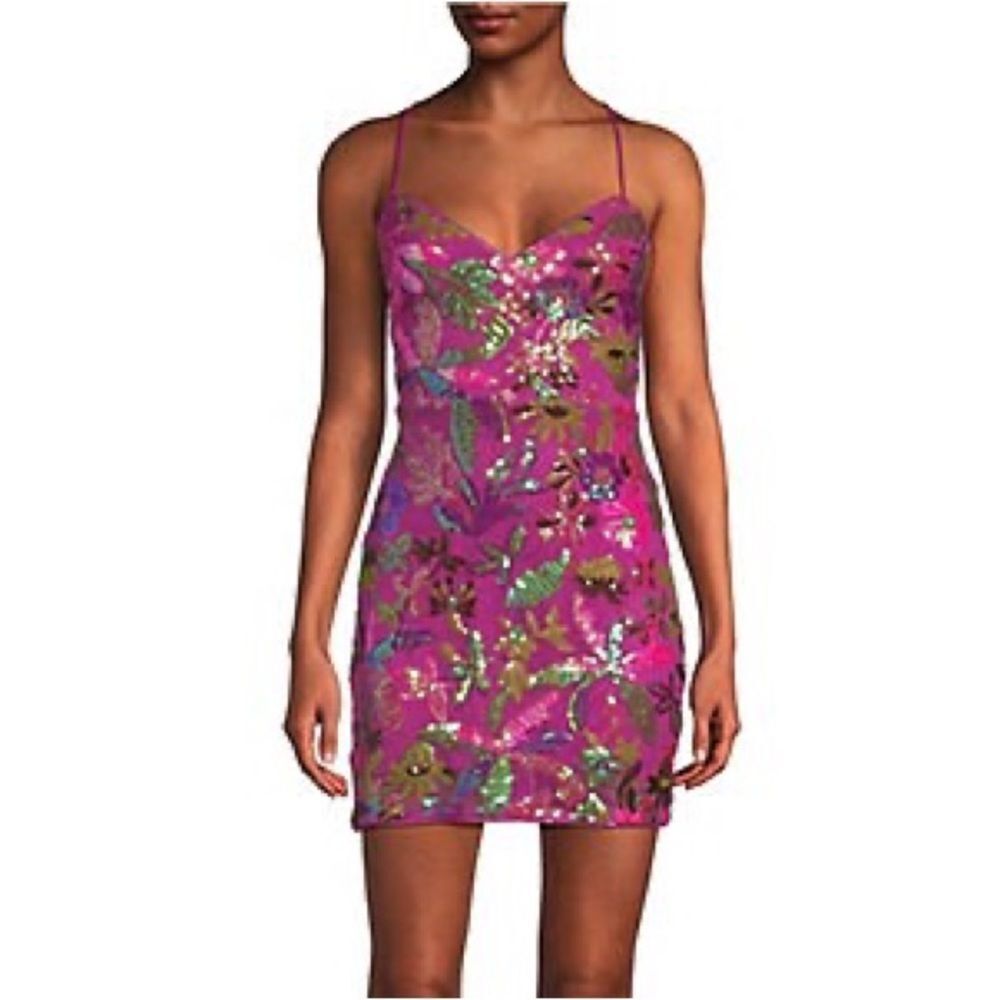 NWT Lulus Iridescent Sequin Lace Up Mini Dress Size Small